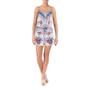 Denim & Supply Ralph Lauren Women's Floral V Neck Drawstring Waist Romper Sz M